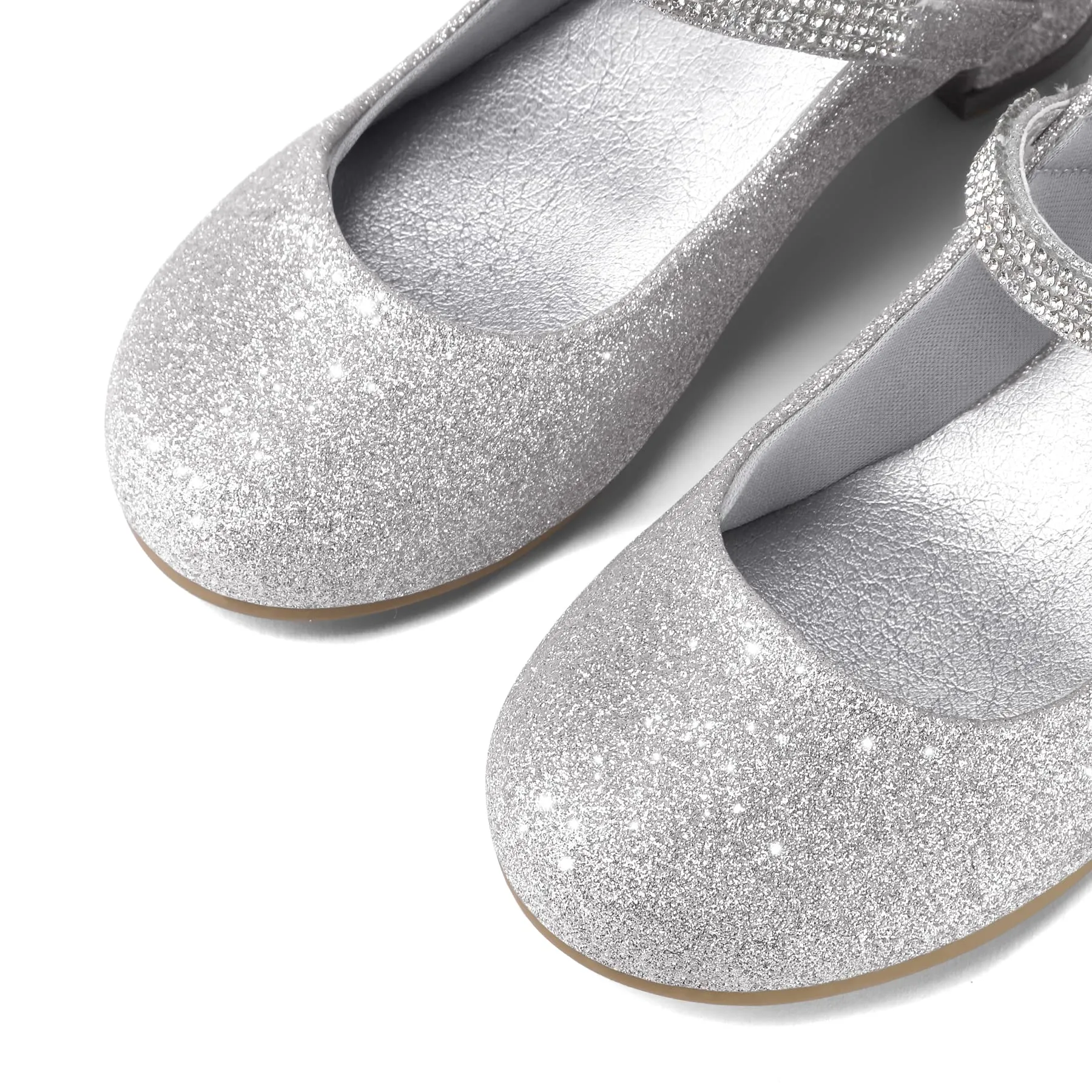 Kids Dress Shoes-Low Heel Rhinestone Lace-Up Mary Janes