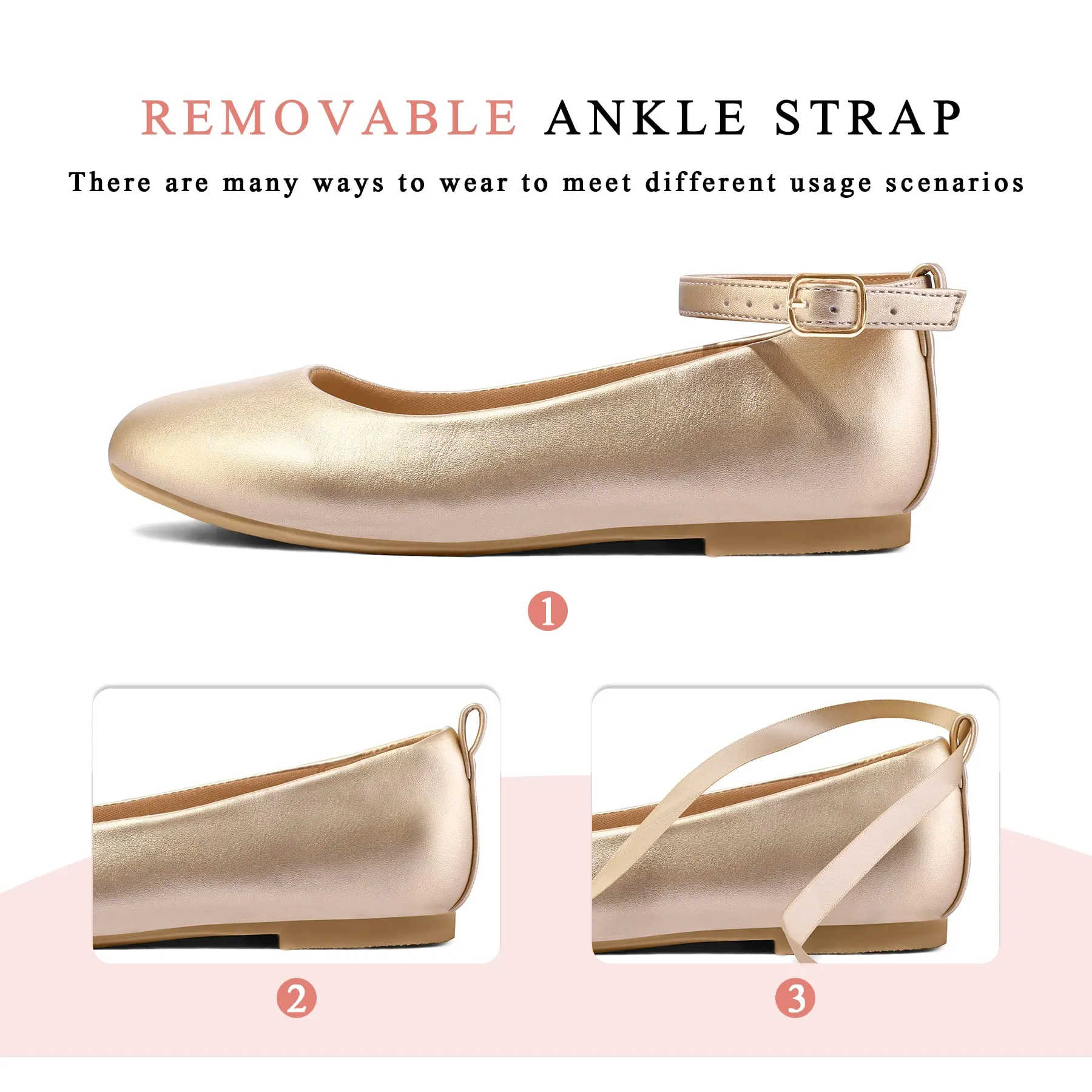 Kids Dress Shoes-PU Leather Ankle Strap Ballet Flat Shoes