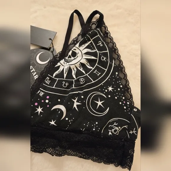 Killstar Eclipse Lace Bralette Size XL Black Lace Celestial NWT KSRA006005XL