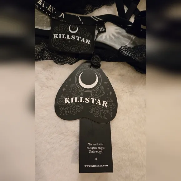 Killstar Eclipse Lace Bralette Size XL Black Lace Celestial NWT KSRA006005XL