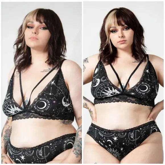 Killstar Eclipse Lace Bralette Size XL Black Lace Celestial NWT KSRA006005XL