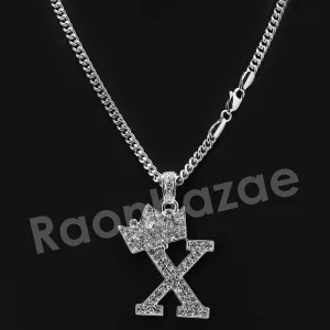 King Crown X Initial Pendant Necklace Set.
