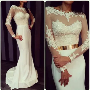 Lace Ivory Prom Dresses Mermaid Prom Dresses Evening Dress