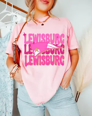 Lewisburg Soccer Fundraiser - Pink Lewisburg Stacked Tee - Short Sleeve/ Bella Or Comfort Colors
