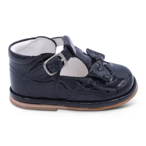 'Lidia' Girls Navy Patent T-Bar Shoes