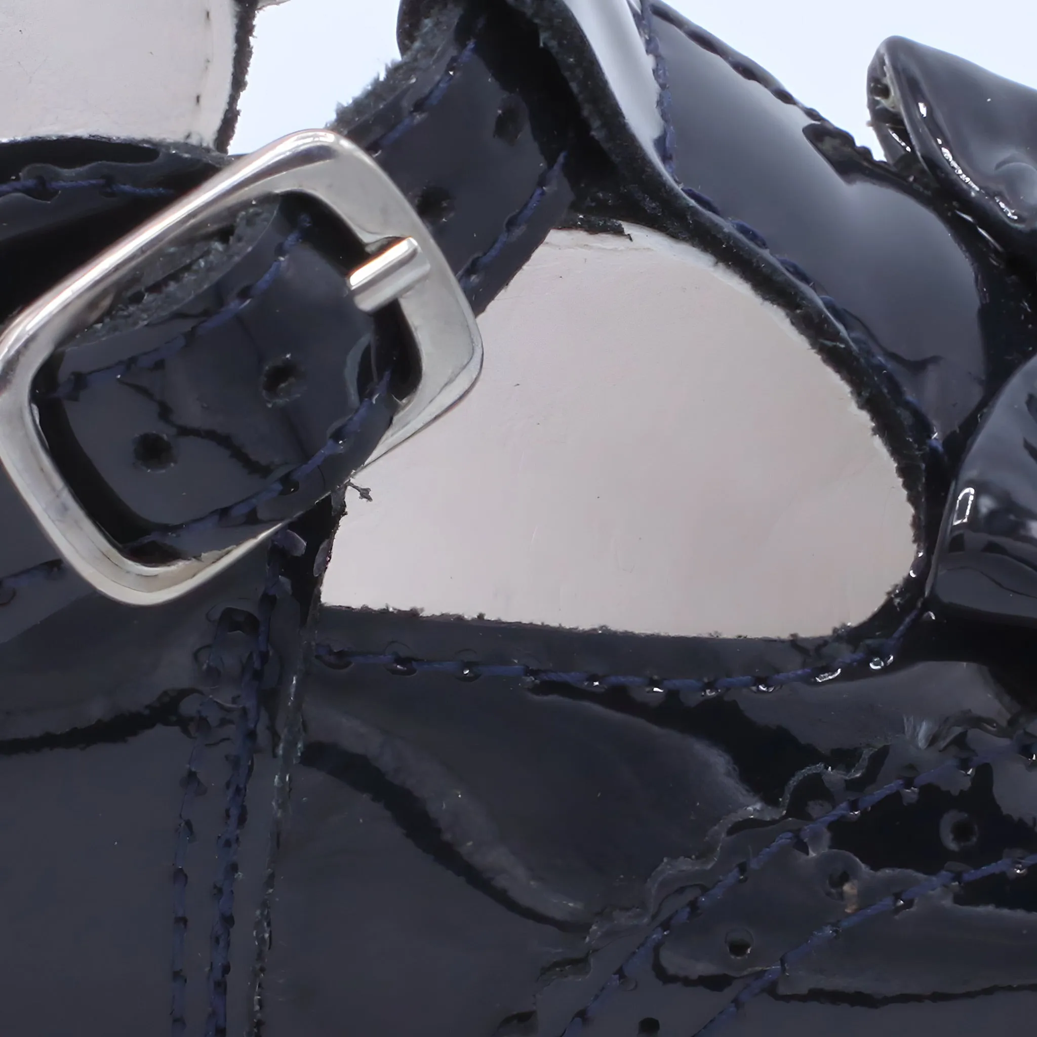 'Lidia' Girls Navy Patent T-Bar Shoes
