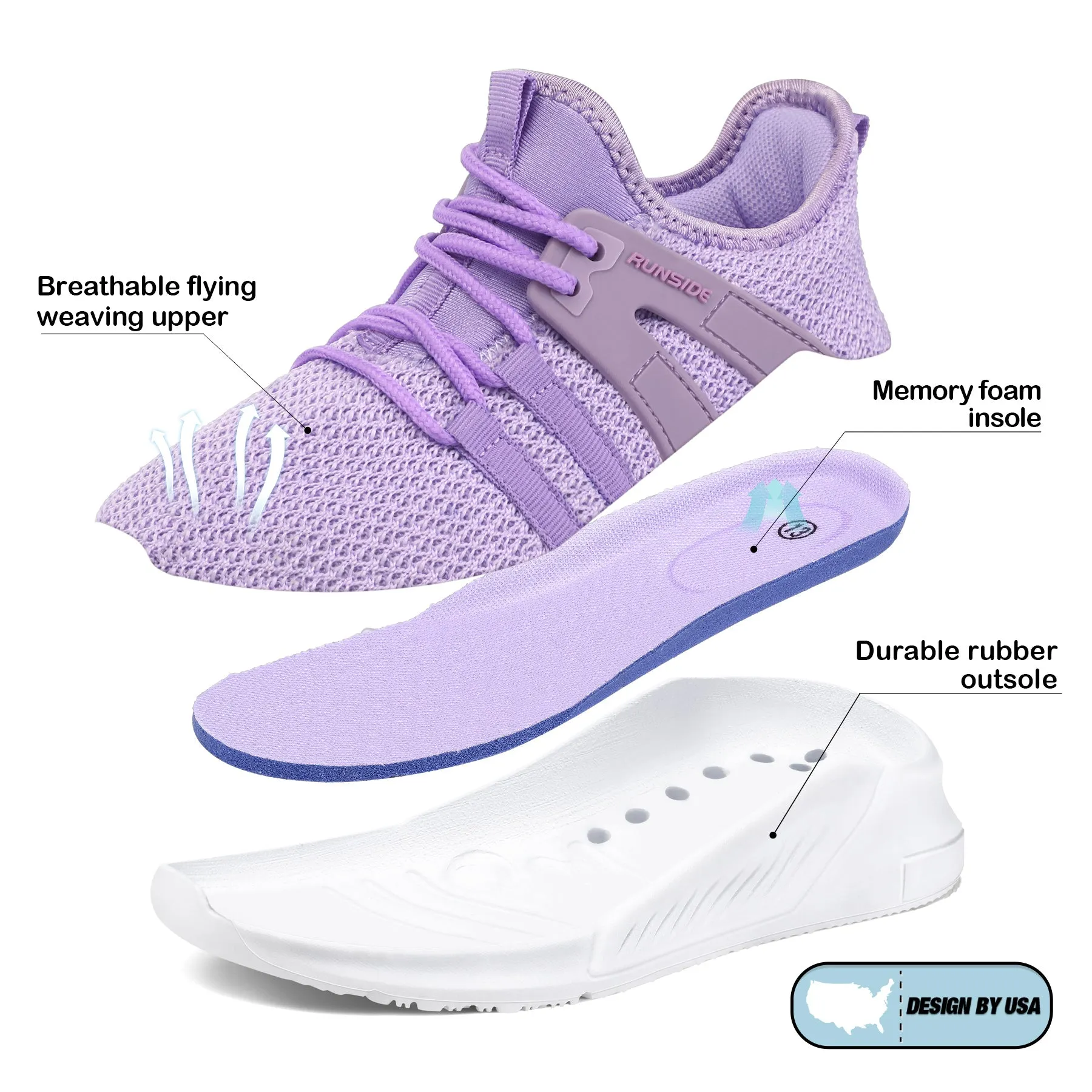 Light Purple Lightweight Breathable Tennis Sneakers