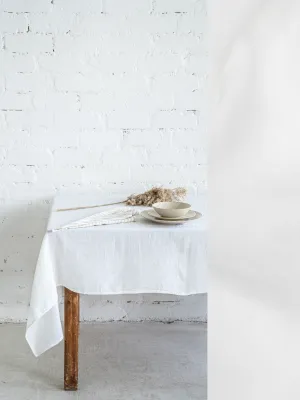 Linen tablecloth in White color (density 175 g/m2)