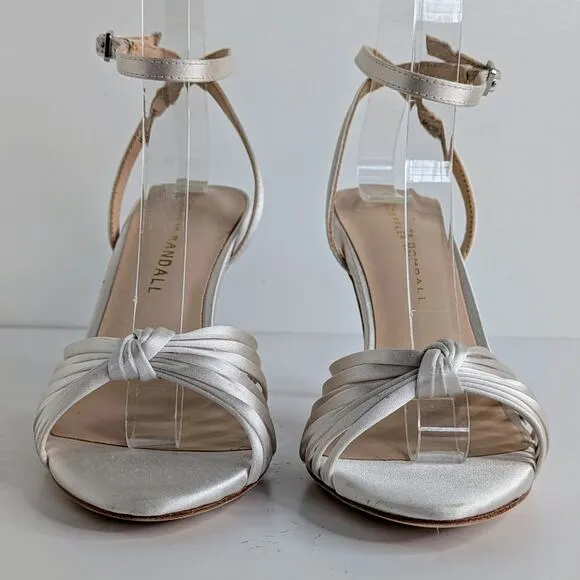 Loeffler Randall Shoes Ada Women 6 White Satin Heel Ankle Strap Open Toe Wedding