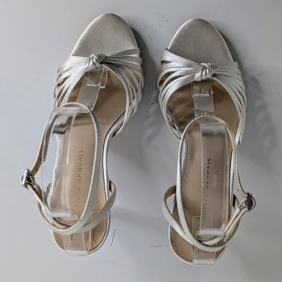Loeffler Randall Shoes Ada Women 6 White Satin Heel Ankle Strap Open Toe Wedding