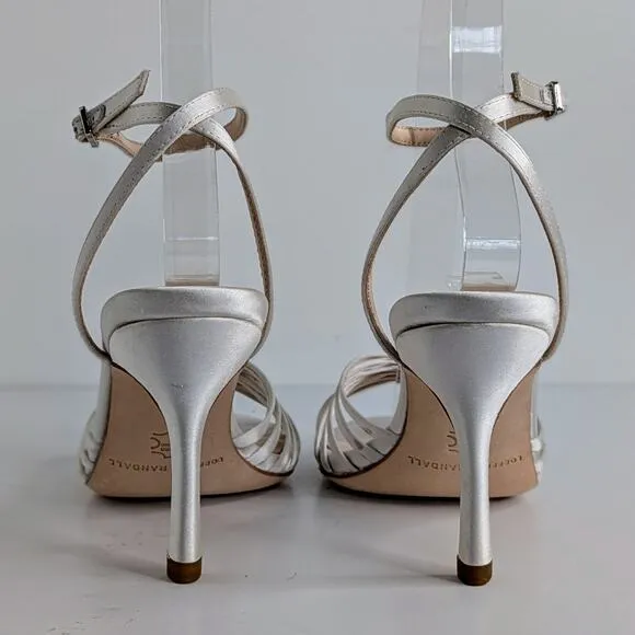 Loeffler Randall Shoes Ada Women 6 White Satin Heel Ankle Strap Open Toe Wedding