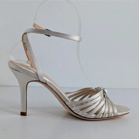 Loeffler Randall Shoes Ada Women 6 White Satin Heel Ankle Strap Open Toe Wedding