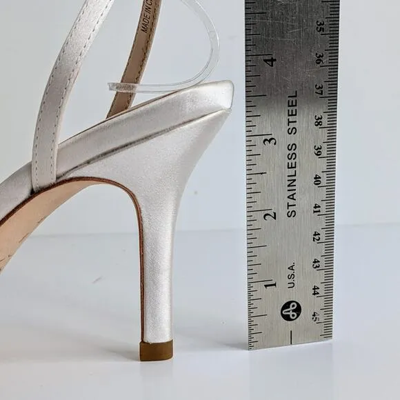 Loeffler Randall Shoes Ada Women 6 White Satin Heel Ankle Strap Open Toe Wedding