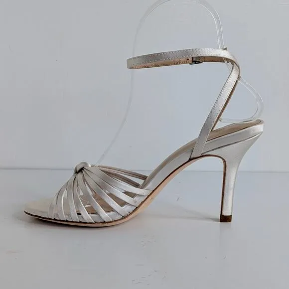 Loeffler Randall Shoes Ada Women 6 White Satin Heel Ankle Strap Open Toe Wedding