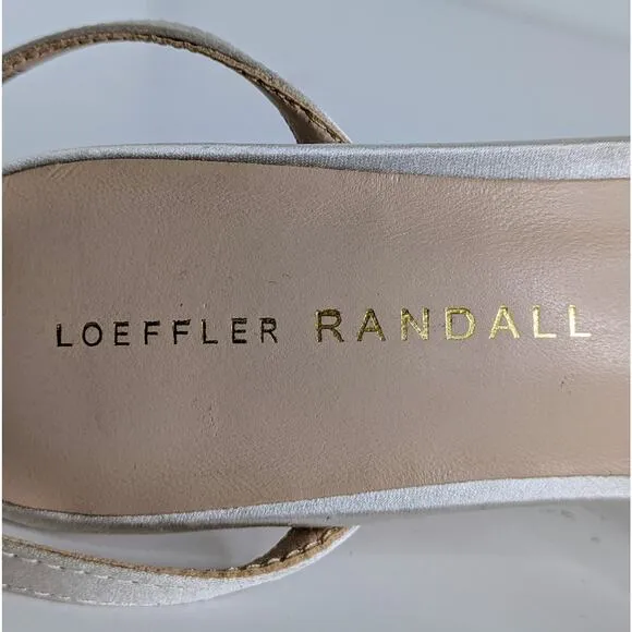 Loeffler Randall Shoes Ada Women 6 White Satin Heel Ankle Strap Open Toe Wedding