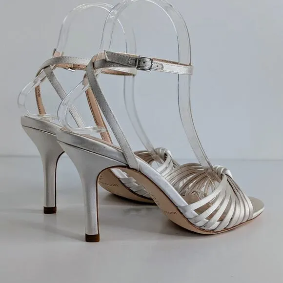 Loeffler Randall Shoes Ada Women 6 White Satin Heel Ankle Strap Open Toe Wedding