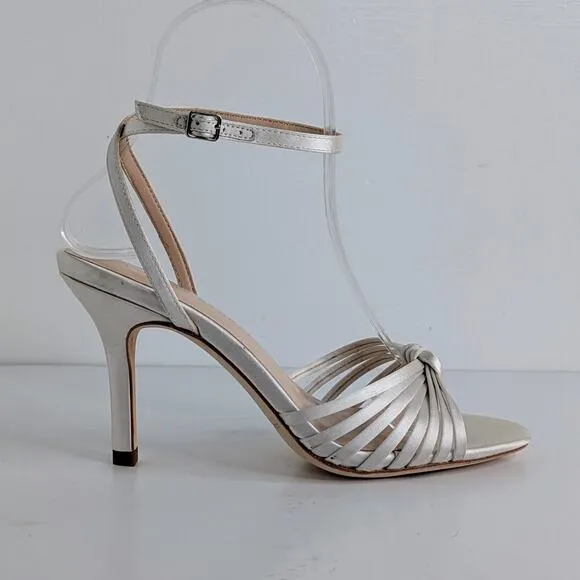 Loeffler Randall Shoes Ada Women 6 White Satin Heel Ankle Strap Open Toe Wedding