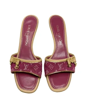 Louis Vuitton Pink Denim Monogram Kitten Heels