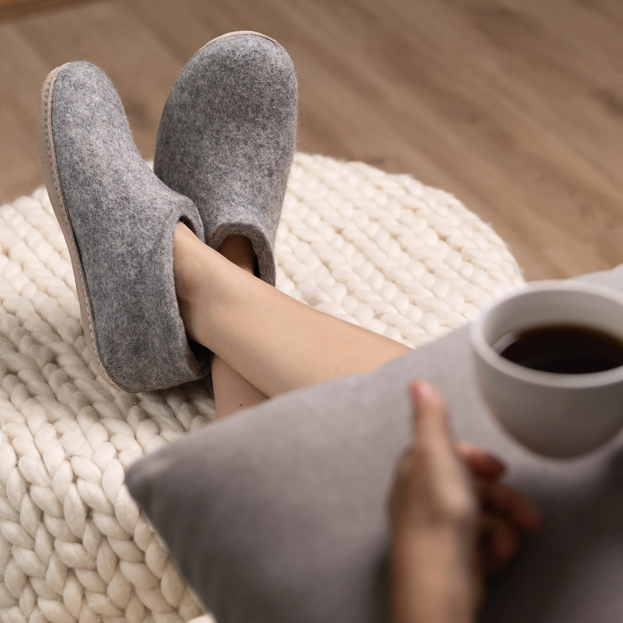 Marbled Light Grey Wool Felt Ankle Boot for Men & Women