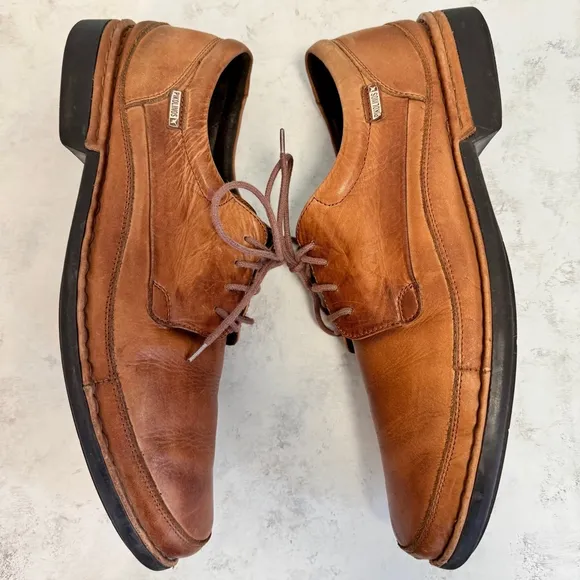 Men's Pikolinos Oviedo Calfskin Leather Lace Up Derby Shoes Size 13 US 47 Tan