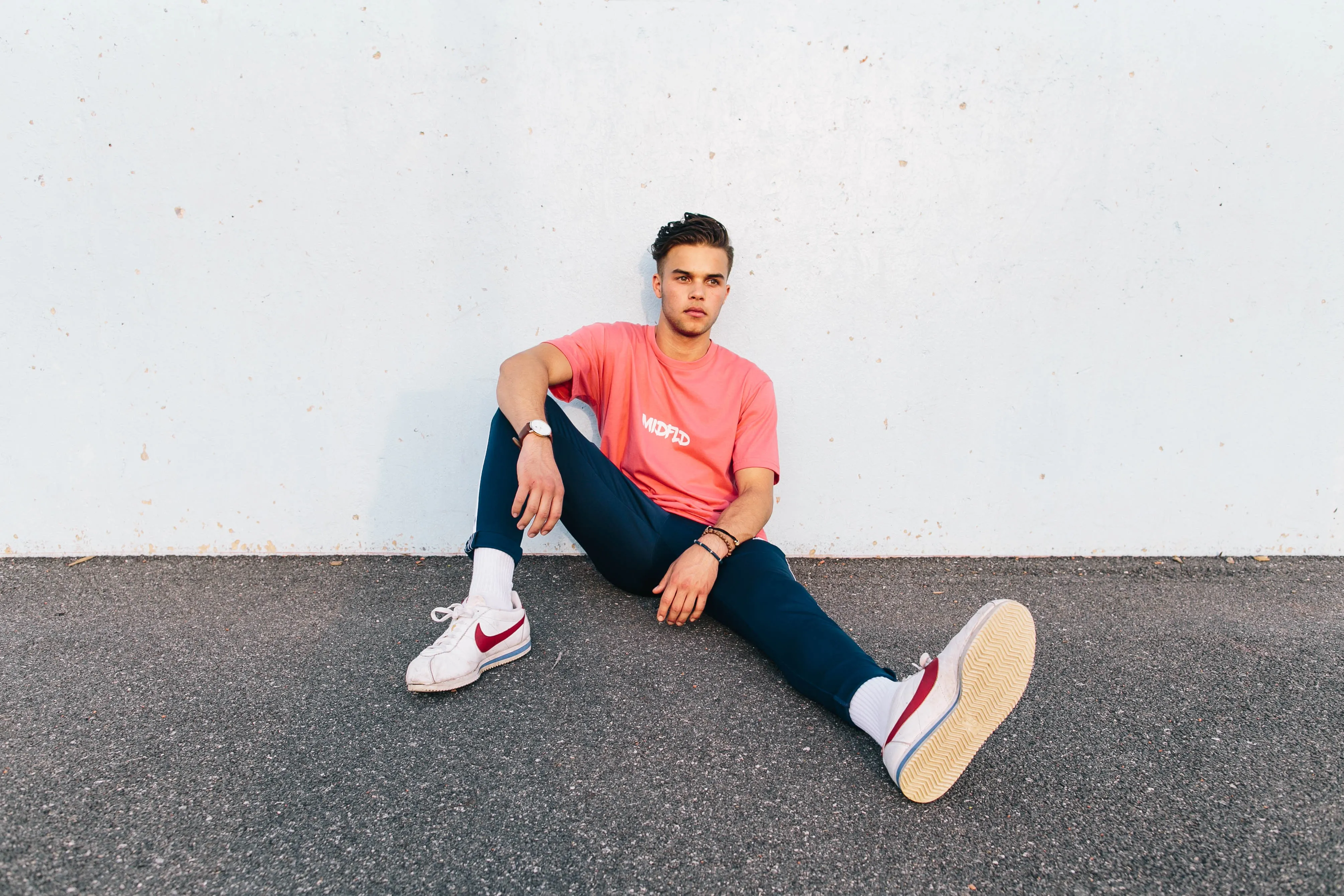 MIDFLD Brush Logo T-Shirt - Coral