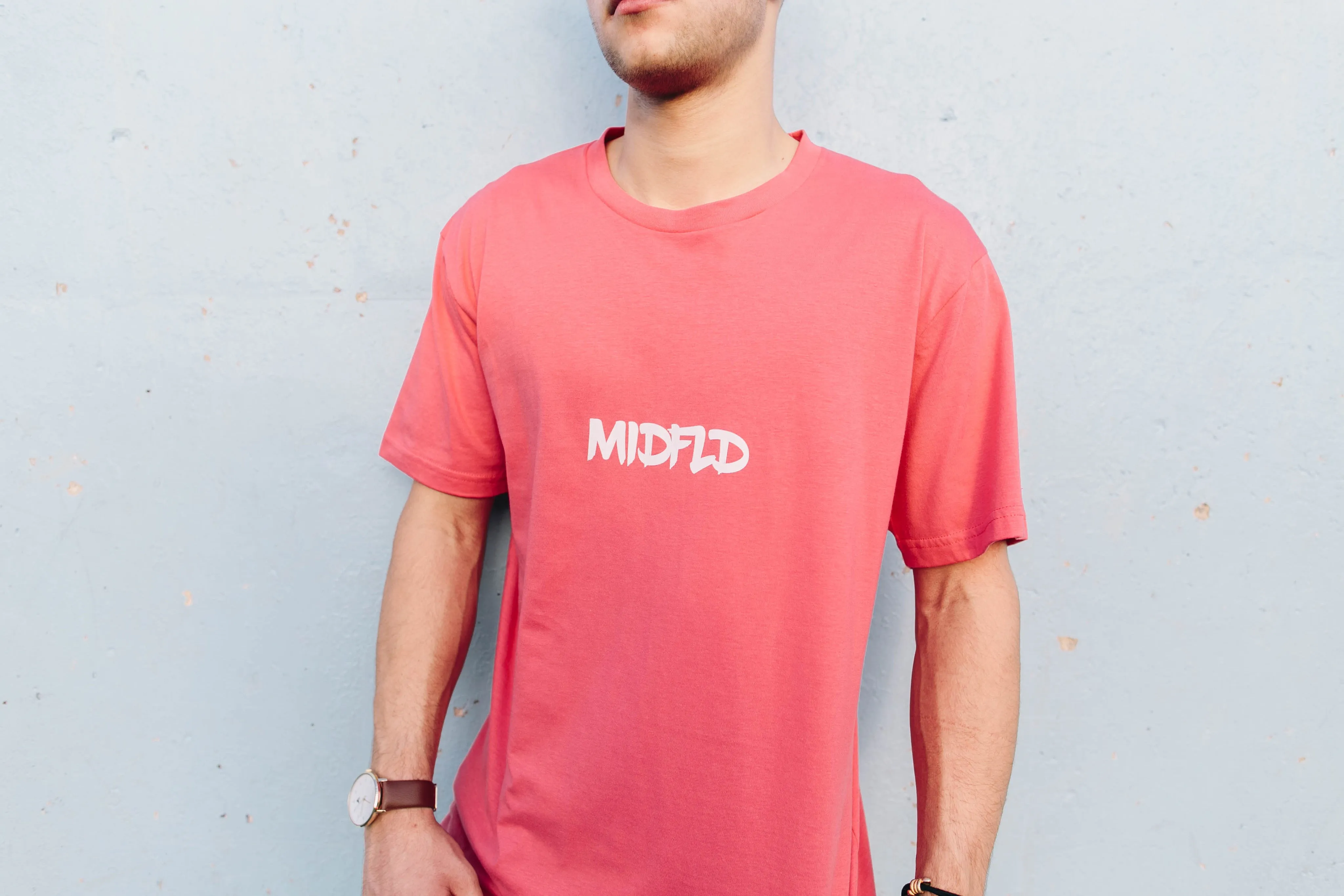 MIDFLD Brush Logo T-Shirt - Coral