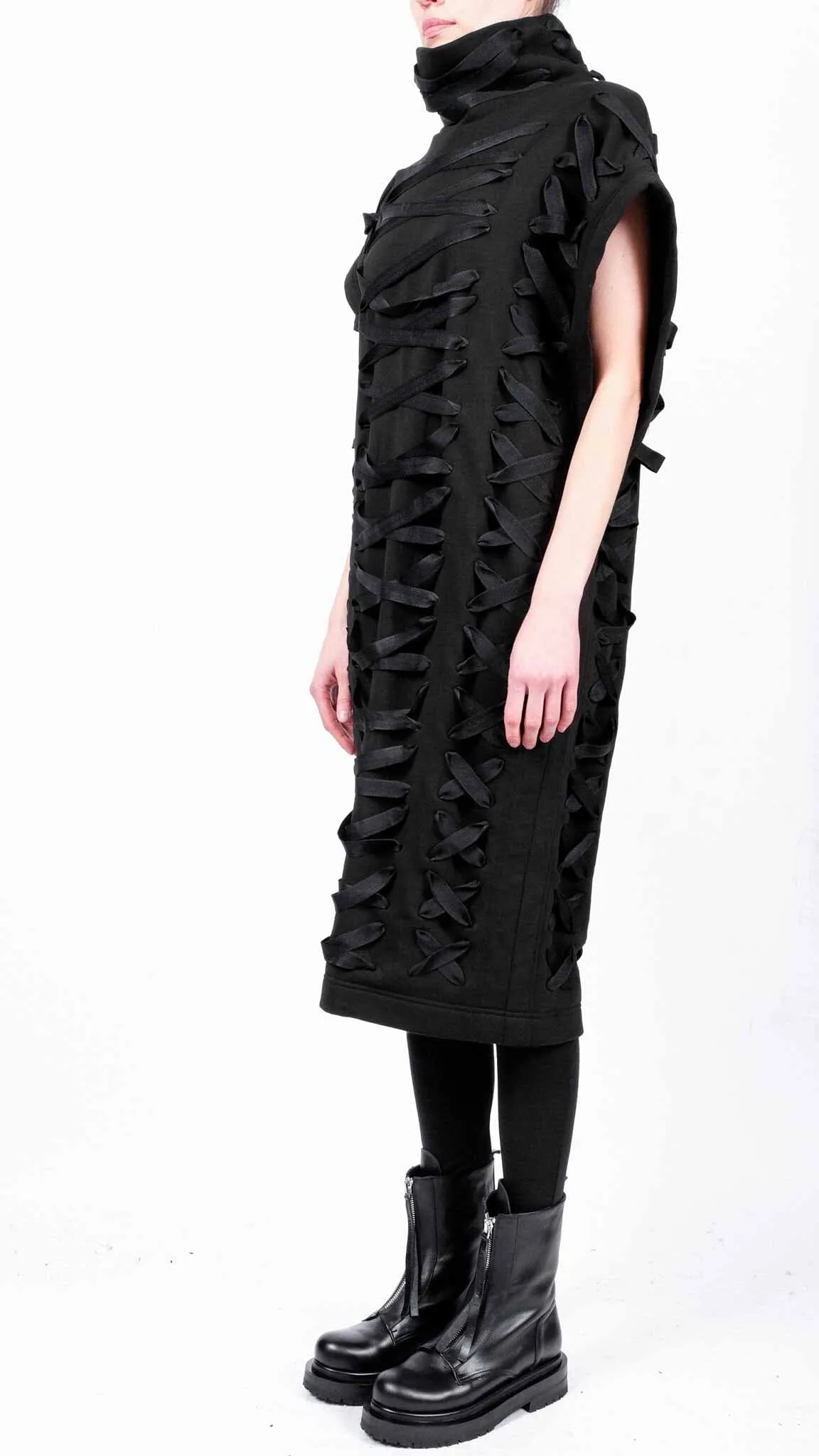 Midi Sweatshirt Dress with Laces