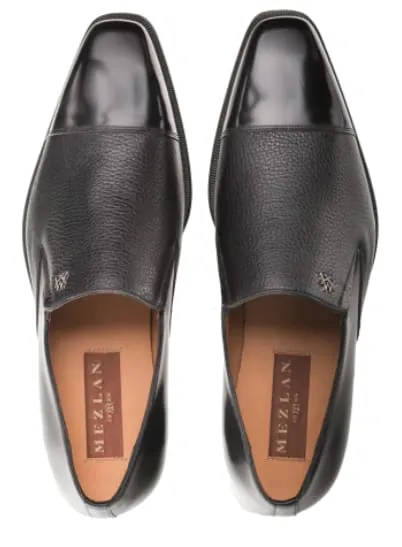 Milani Calfskin/deerskin Black By Mezlan Made In Spain Brand