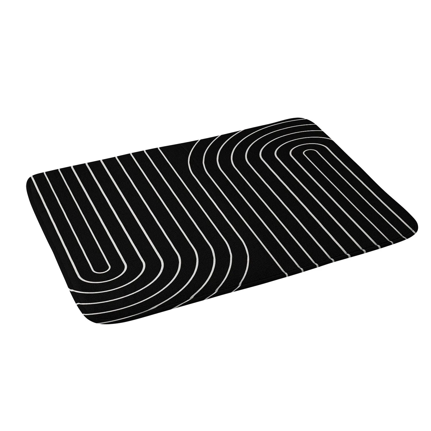 MINIMAL LINE CURVATURE BLACK MEMORY FOAM BATH MAT