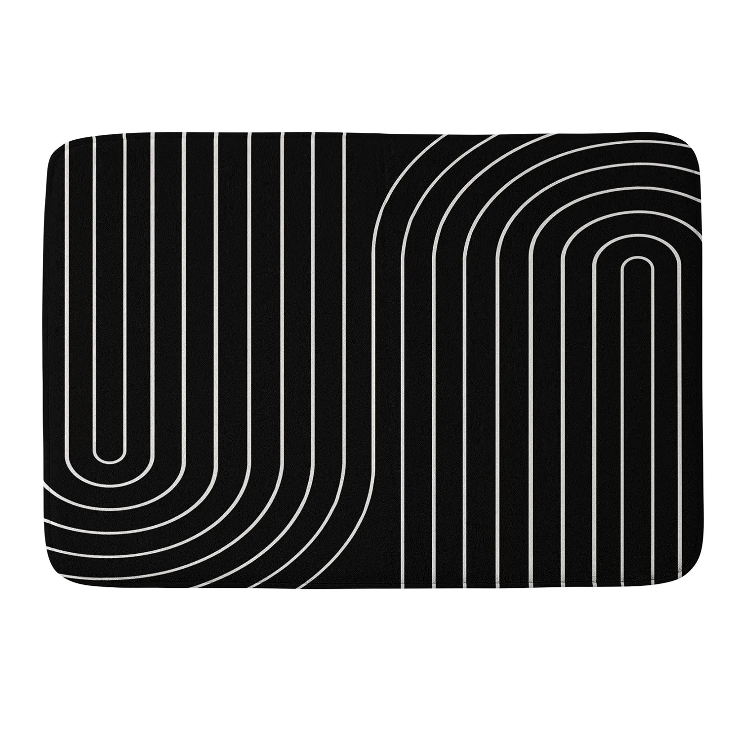 MINIMAL LINE CURVATURE BLACK MEMORY FOAM BATH MAT