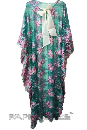 Multi Color Floor Length Maxi Lace Caftan