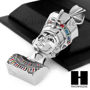 Nefertiti Pendant 16" Choker 18" Tennis 30" Miami Cuban Chain Set 18S