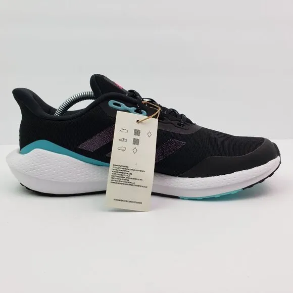 NEW Adidas EQ21 Run Girls Size 6Y Womens Sz 7 Black Pink Blue Sneaker Shoes