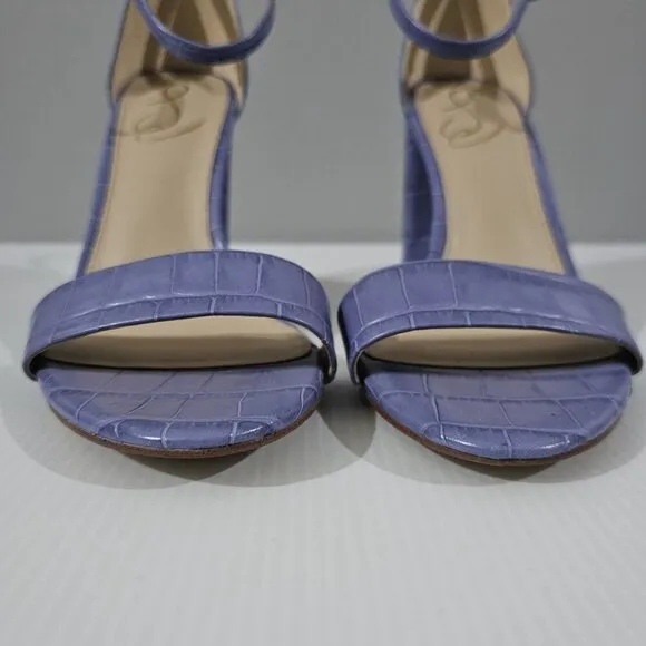NEW Sam Edelman Yaro Block Heel Sandal Dusty Violet Croc Embossed Leather 8.5