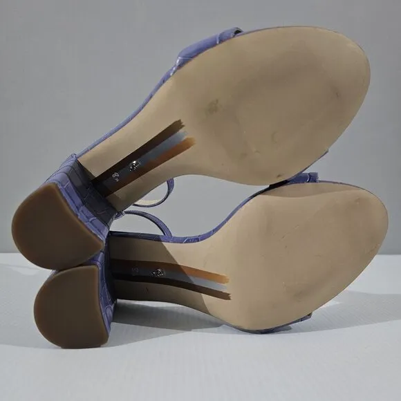 NEW Sam Edelman Yaro Block Heel Sandal Dusty Violet Croc Embossed Leather 8.5
