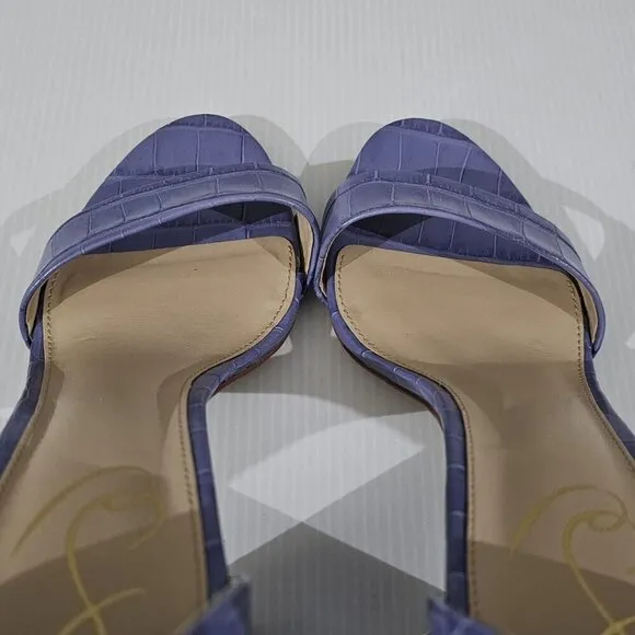 NEW Sam Edelman Yaro Block Heel Sandal Dusty Violet Croc Embossed Leather 8.5