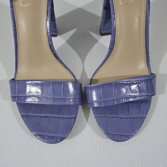 NEW Sam Edelman Yaro Block Heel Sandal Dusty Violet Croc Embossed Leather 8.5