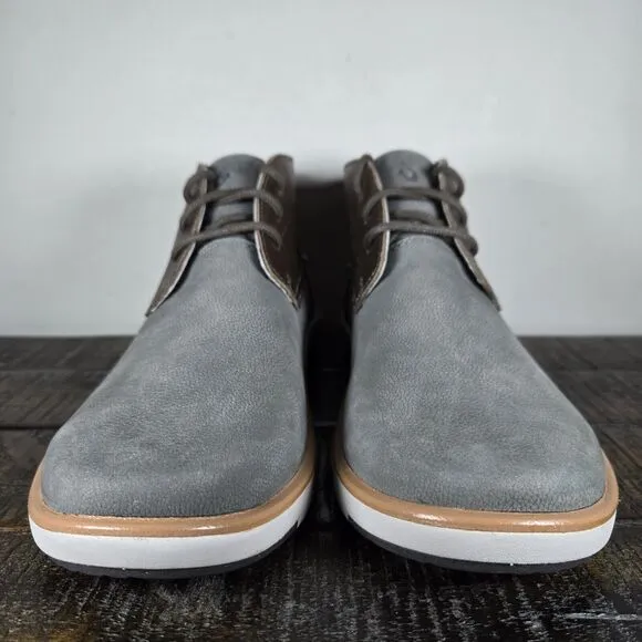 Olukai Kalia Puki Mens Size 8 Lace Up Boots Shoes Gray Leather 10441-6Z6Z