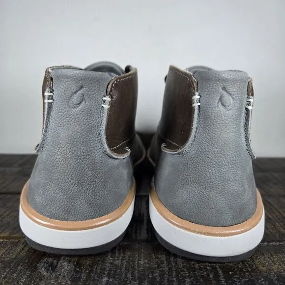 Olukai Kalia Puki Mens Size 8 Lace Up Boots Shoes Gray Leather 10441-6Z6Z