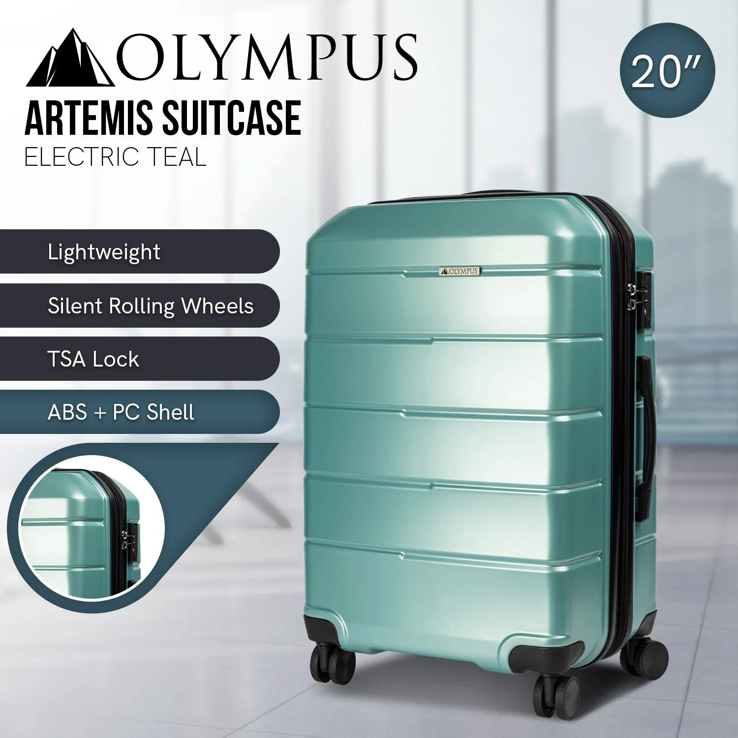 Olympus Artemis 20in Hard Shell  ABS PC - Electric Teal