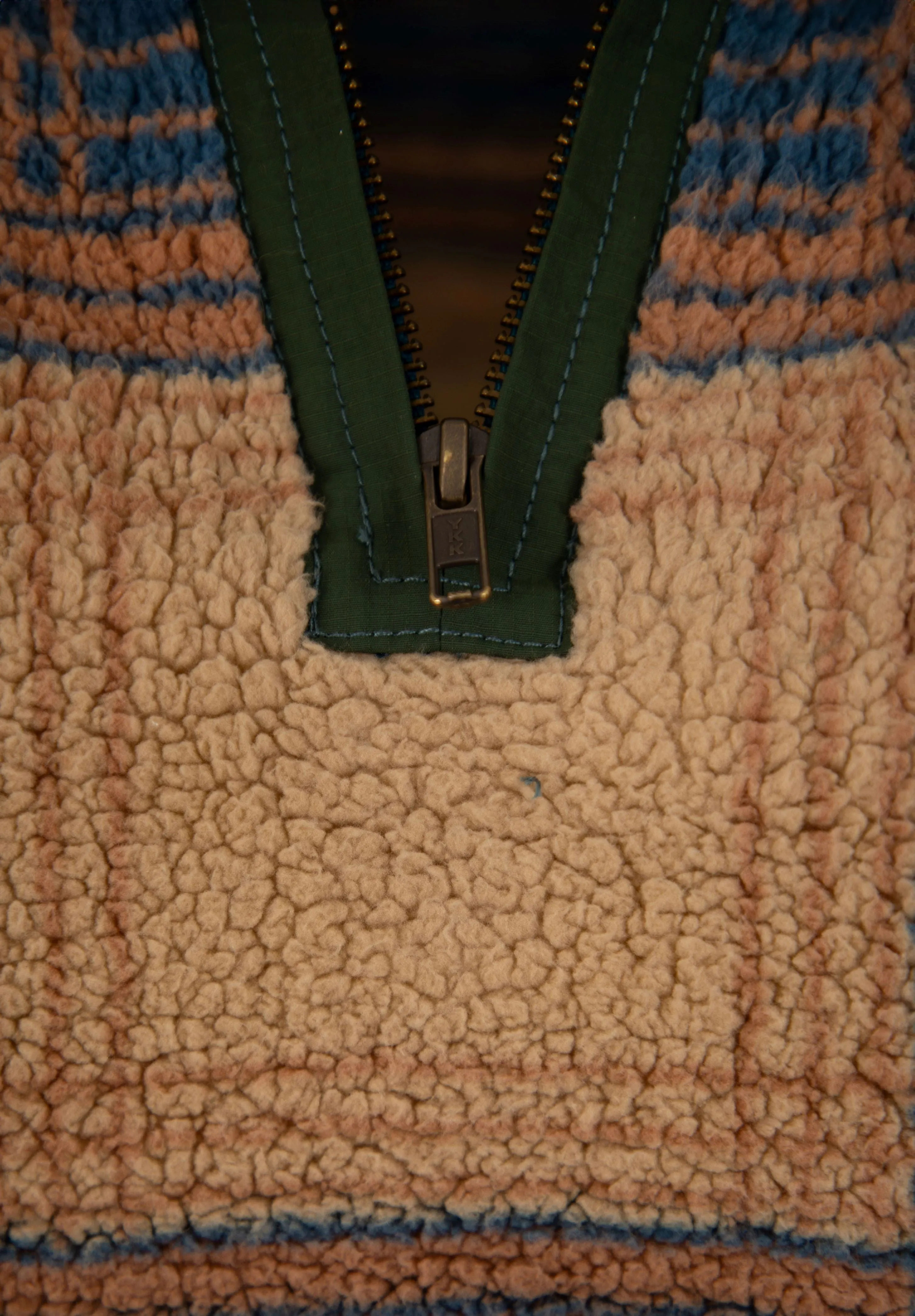 Ombre Plaid Zip Mock Sherpa Fleece