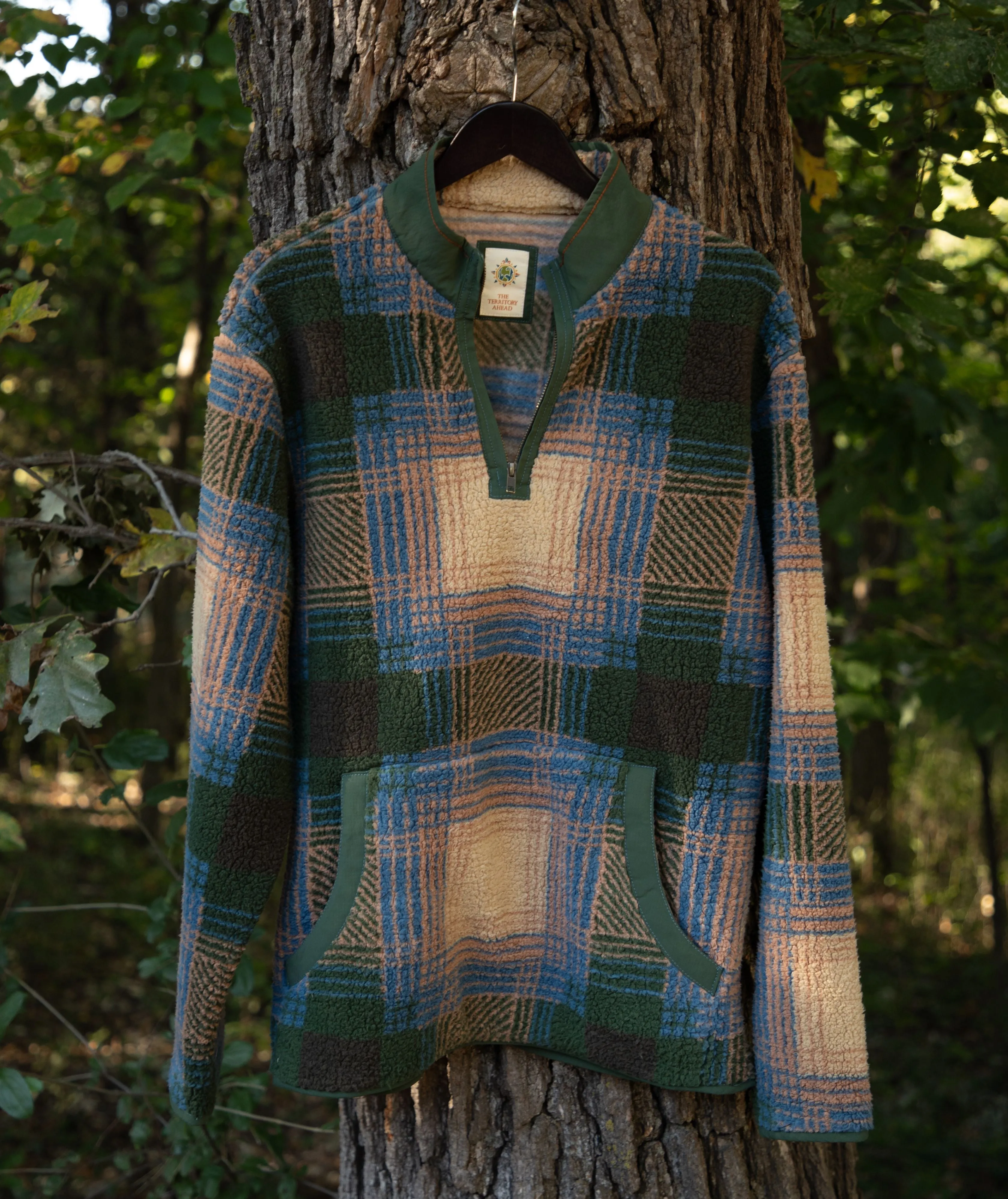 Ombre Plaid Zip Mock Sherpa Fleece
