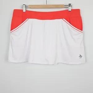Penguin Women's White Orange Colorblock Tennis Skort Skirt Stretch Size XL