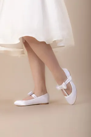 Perfect Bridal White Communion Shoes:- Rosie Flats