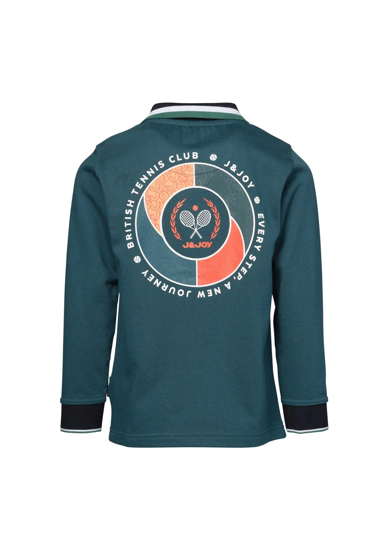 Polo garçon vert avec logo tennis dans le dos
