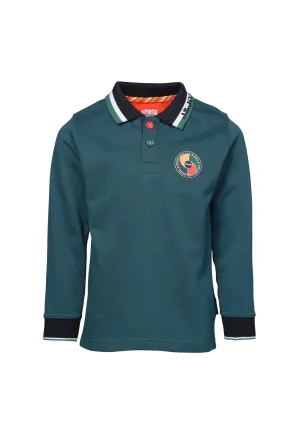 Polo garçon vert avec logo tennis dans le dos