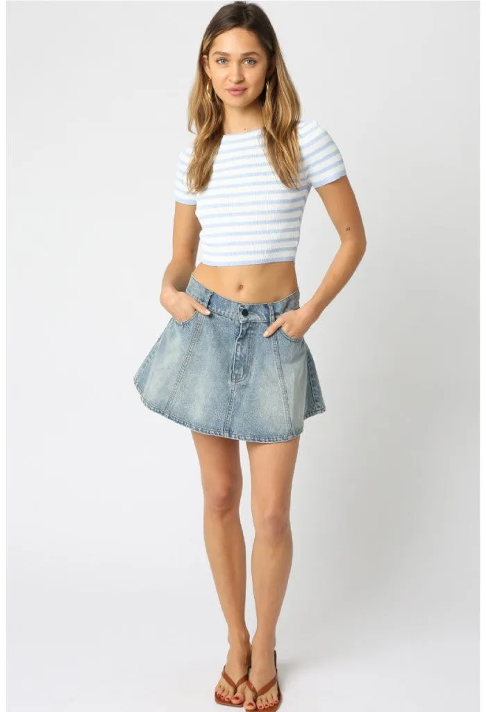 Poppy Knit Tee-Sky Blue