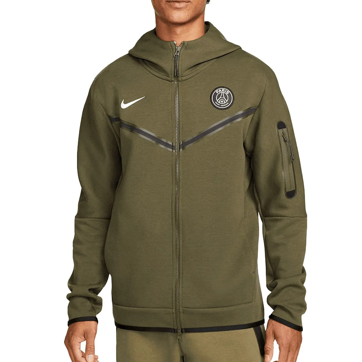 PSG Tech Fleece green/black presentation Soccer tracksuit 2022/23 - Nike