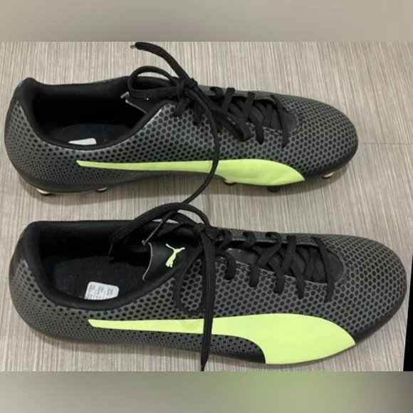 Puma Men's Spirit FG Firm Ground Soccer Cleats Shoe Black/Grey/Yellow Size 11.5