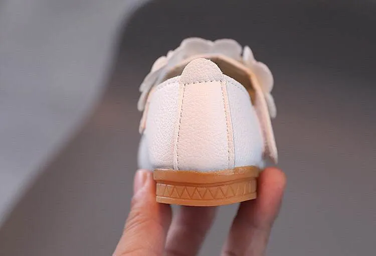 "Belle" - Flower & Pearl Girl's Shoes in White